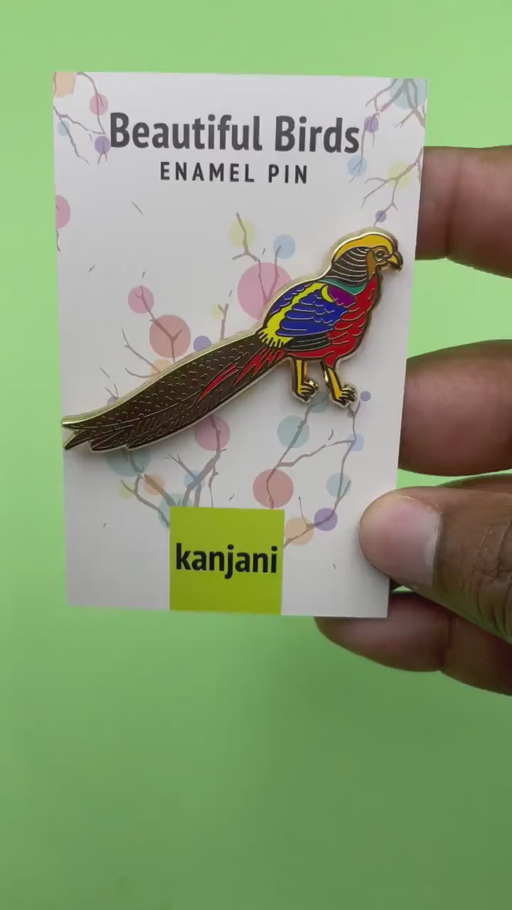 Golden Pheasant Enamel pin gift badge | Rainbow Pheasant | Beautiful Birds | gift for him | Game Bird | Gifts under 20 | Bird lover gift