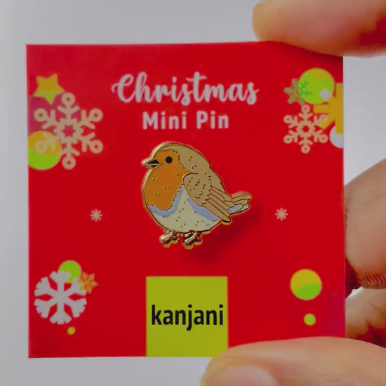 Robin enamel pin. Red bird. Christmas lapel badge. Stocking filler gift,