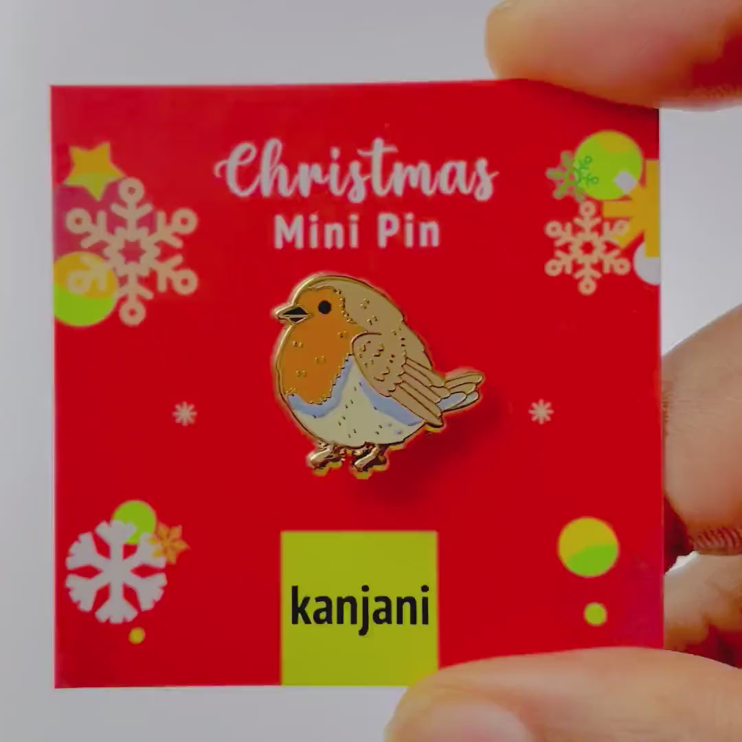 Robin enamel pin. Red bird. Christmas lapel badge. Stocking filler gift,