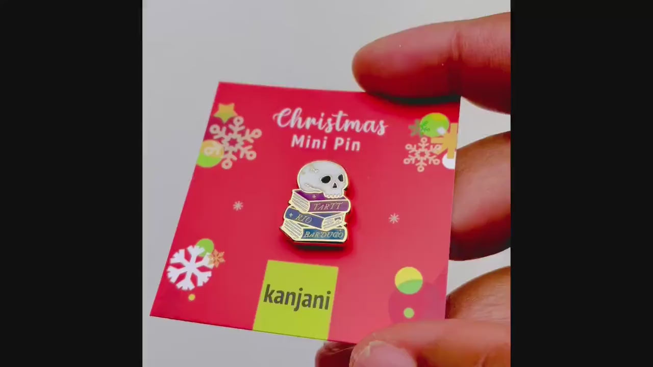 Skull and Books Enamel Pin, Christmas stocking stuffer lapel pin, Advent calendar