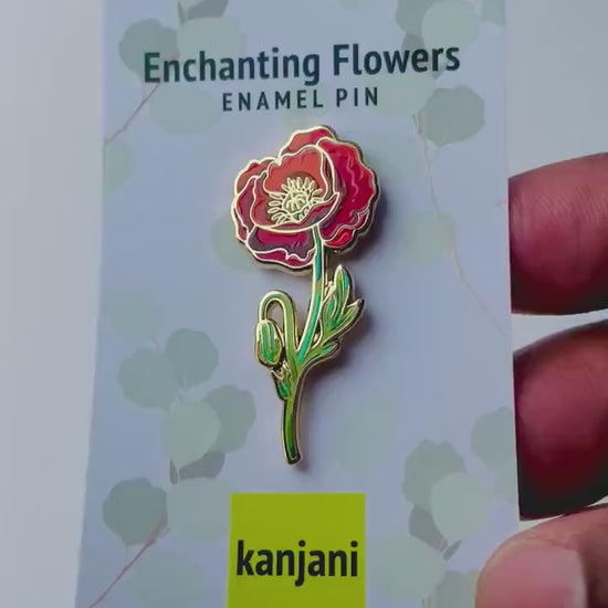 Red Poppy Enamel Pin - friendship, Remembrance Day, military, allies
