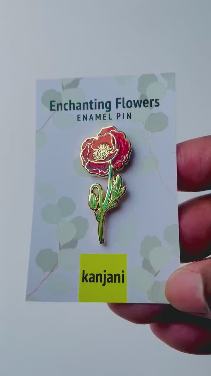 Red Poppy Enamel Pin - friendship, Remembrance Day, military, allies