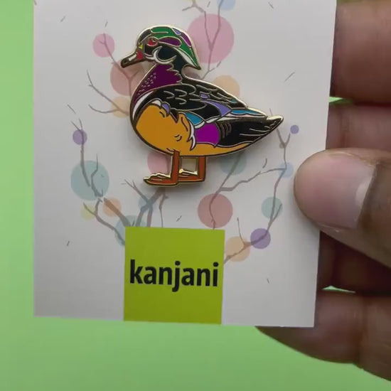Duck Enamel Pin, wood duck lapel pin badge, Mallard, gift for him, Birdwatching jewelry, birder, Nature pin, Bird lover gift, for her