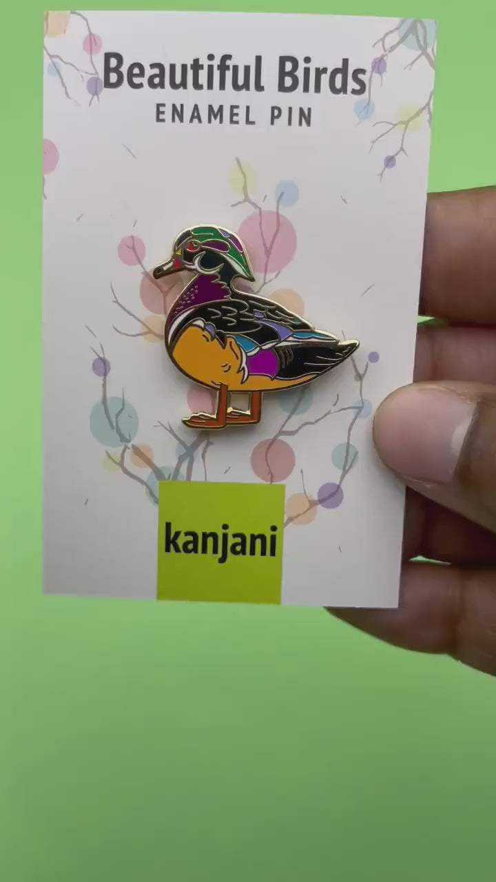 Duck Enamel Pin, wood duck lapel pin badge, Mallard, gift for him, Birdwatching jewelry, birder, Nature pin, Bird lover gift, for her