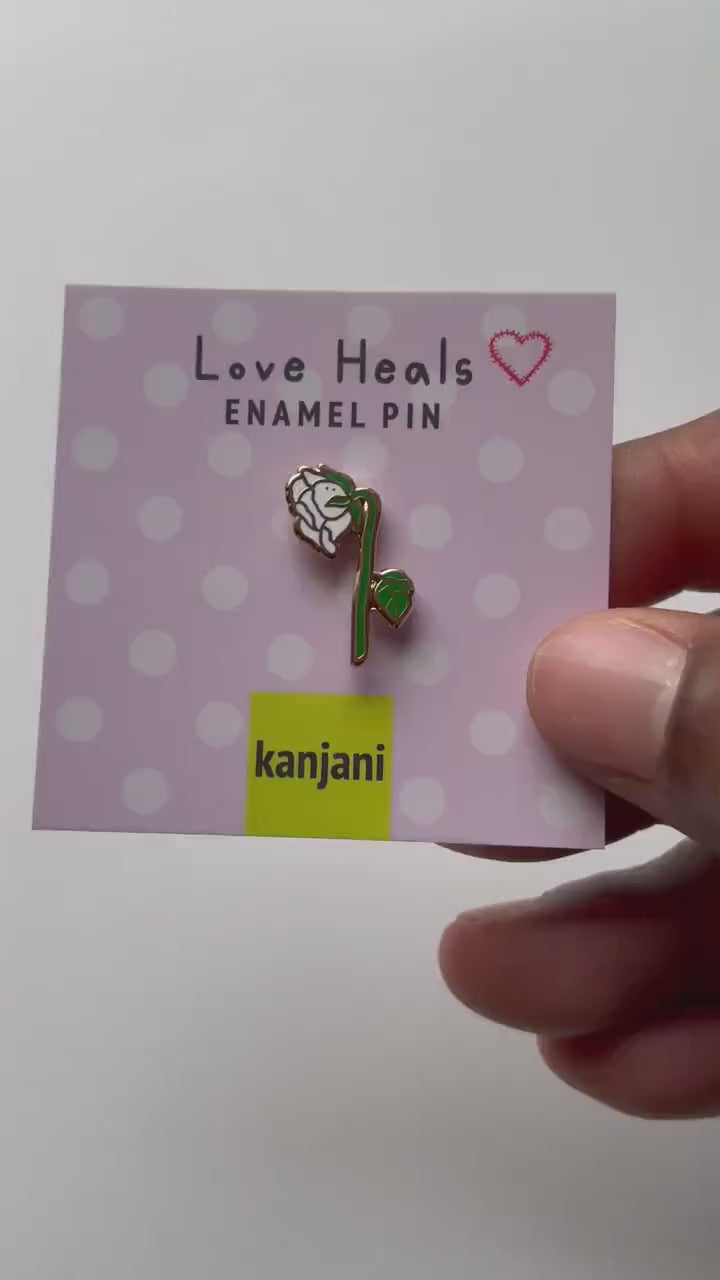 White Rose Enamel Pin: Friendship Gift, June Birth Flower, Advent calendar